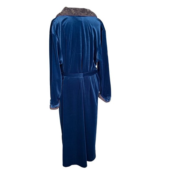 Jasmine Rose Womens Blue Velour Robe With Paisley Trim L/G - Picture 4 of 5